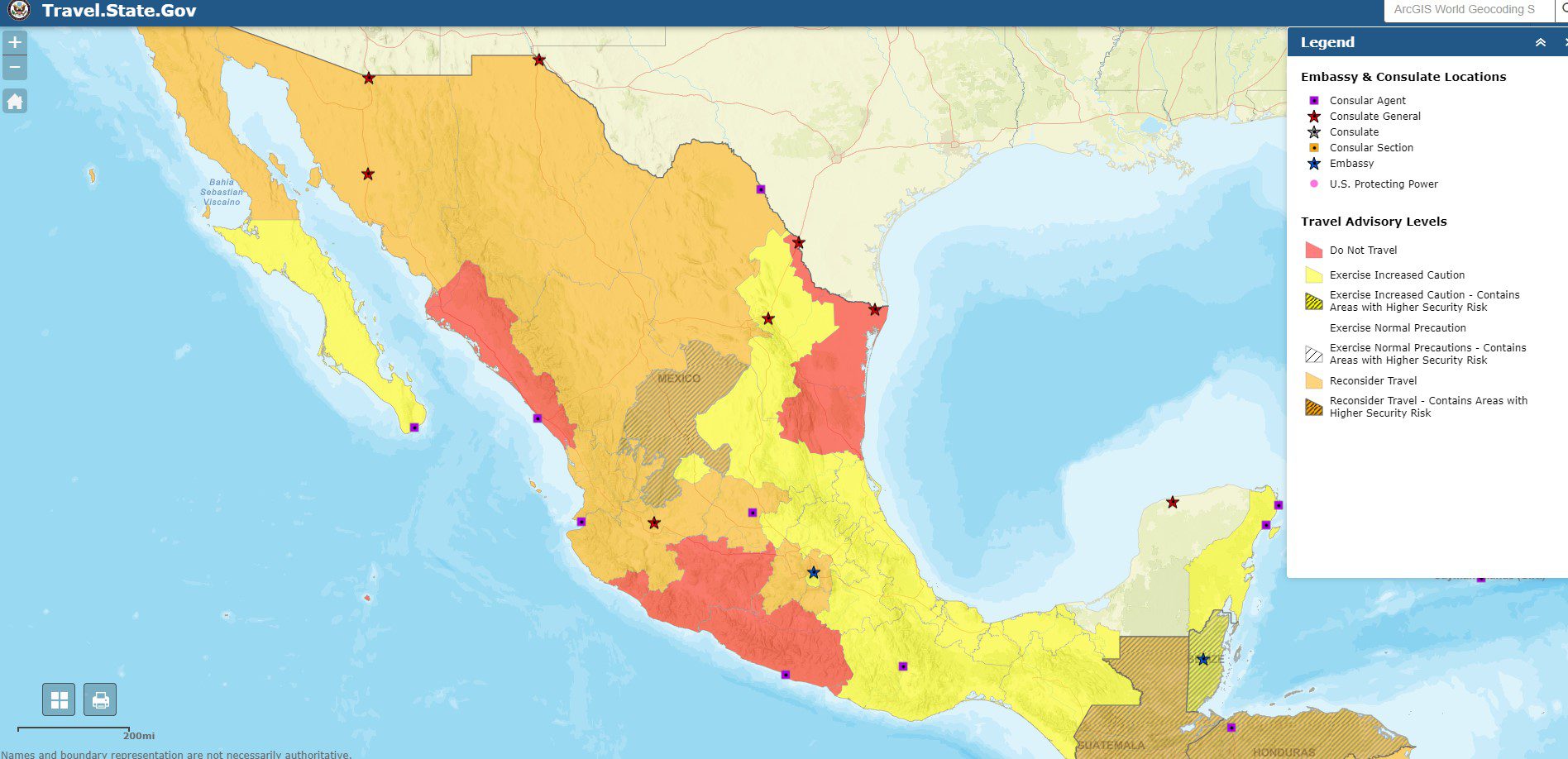 mexico travel safety map 2023